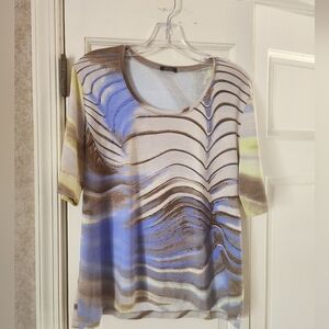 Basler Black Label B Geo Print top  Womens Size 46 in US 15.5  Short Sleeve